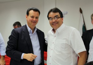 Ministro das Cidades, Gilberto Kassab, e prefeito Cantelmo Neto, durante encontro em Cascavel, nesta sexta-feira
